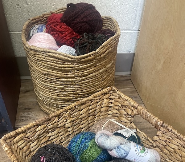 Baskets of yarn for Yarn Swap