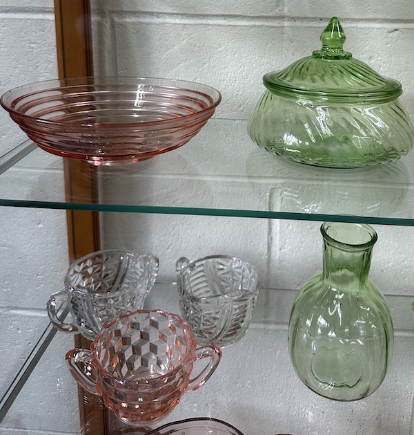 Depression glass display